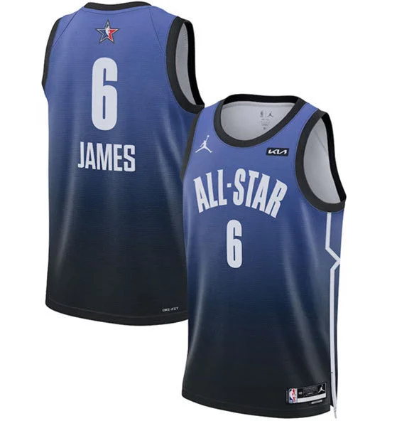 Basketball Jersey Reversible-Men's 2023 All-Star #6 LeBron James Blue Game Swingman Stitched Basketball Basketball Jersey