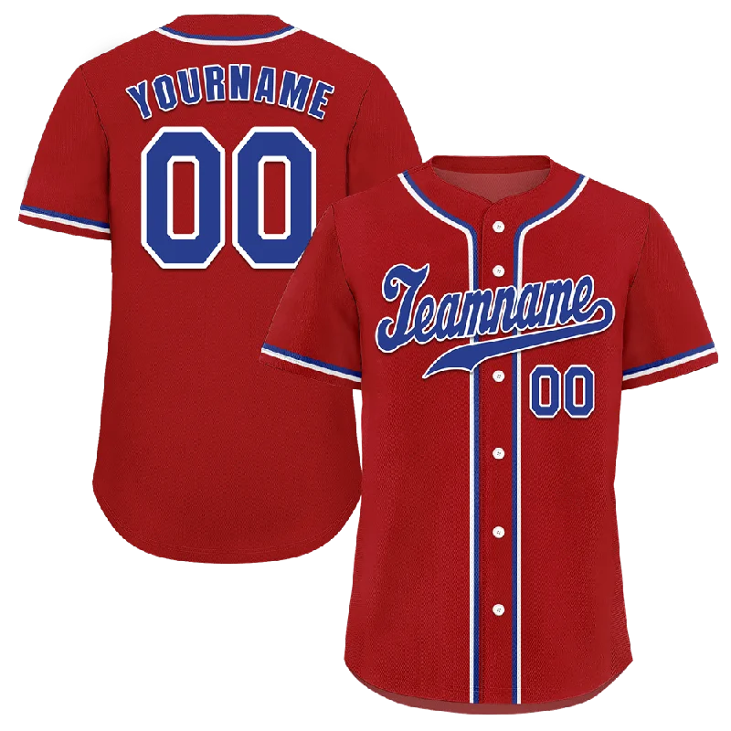 Baseball Jersey Recycled Fabric-Custom Red Classic Style Blue Authentic Baseball Jersey