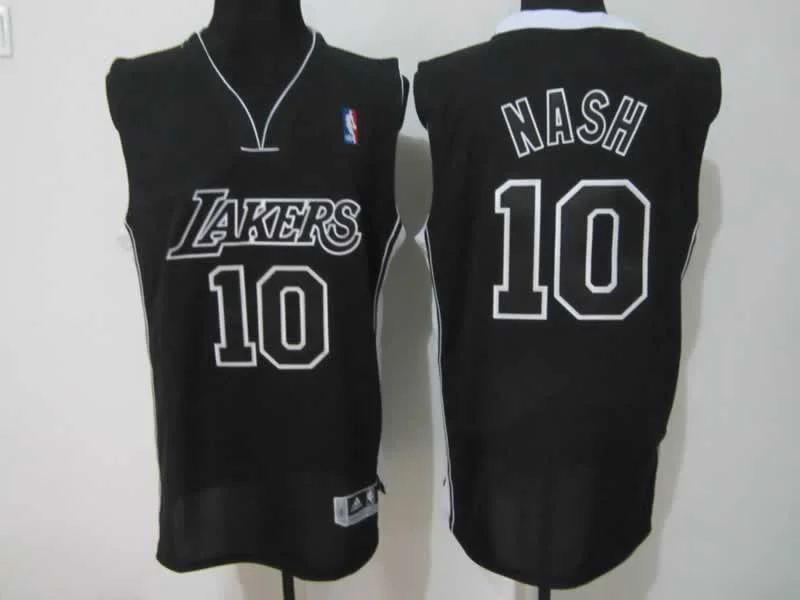 Basketball Jersey Durable Material-Lakers 10 Nash Black Basketball Jerseys