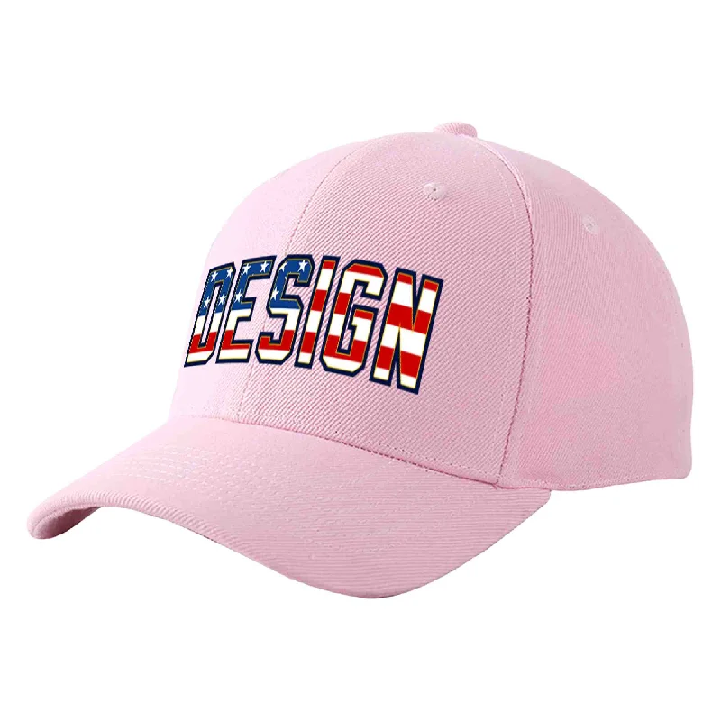 Baseball Cap Beach-Custom Pink Vintage USA Flag-Gold Curved Eaves Sport Design Baseball Cap