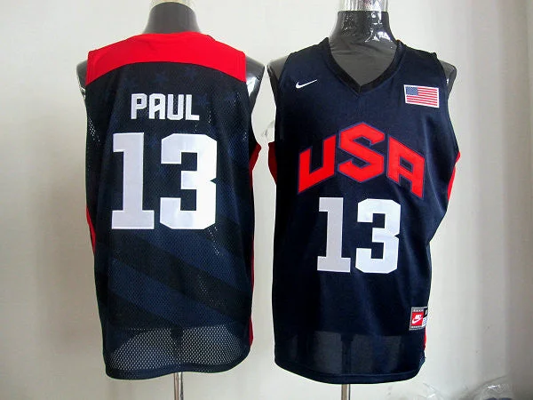 Basketball Jersey Pink-USA 13 Paul Blue 2012 Basketball Jerseys