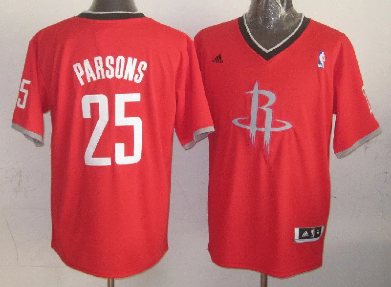 Basketball Jersey Mesh-Rockets 25 Parsons Red Christmas Edition Basketball Jerseys