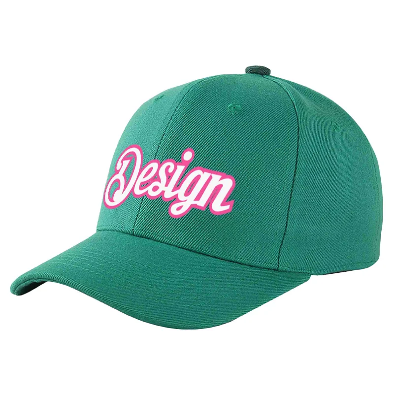 Baseball Cap Vacation-Custom Light Green White-Pink Curved Eaves Sport Design Baseball Cap