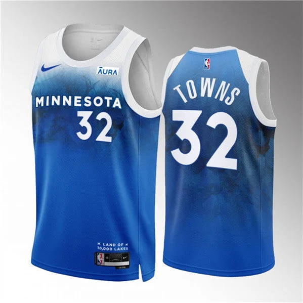 Basketball Jersey Halloween-Men's Minnesota Timberwolves #32 Karl-Anthony Towns Blue 2023/24 City Edition Stitched Basketball Jersey