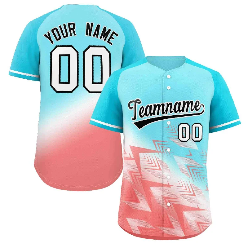 Baseball Jersey White-Custom Aqua Light Red Black-White Gradient Fashion Authentic Baseball Jersey