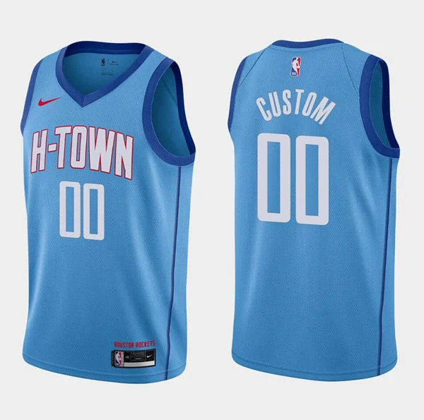 Basketball Jersey Vacation-Men's Houston Rockets Active Players Custom Blue 2020/21City Edition Swingman Stitched Basketball Jersey