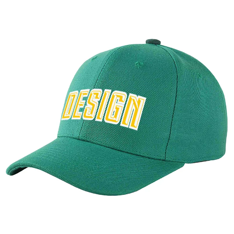 Baseball Cap Holiday Special-Custom Light Green Gold-White Curved Eaves Sport Design Baseball Cap