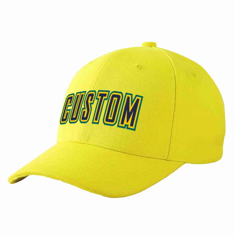 Baseball Cap Hip Hop-Custom Yellow Navy-Gold Curved Eaves Sport Baseball Cap Design for Men/Women/Youth