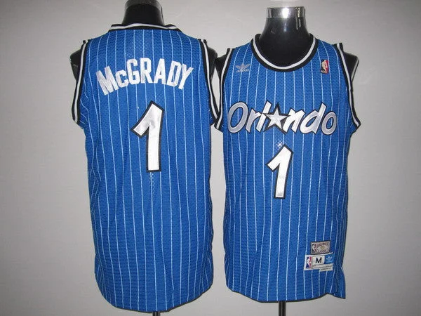 Basketball Jersey Boys-Magic 1 McGRADY Blue Throwback Mesh Basketball Jerseys