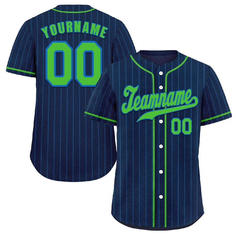 Baseball Jersey Motivational-Custom Blue Stripe Fashion Green Authentic Baseball Jersey