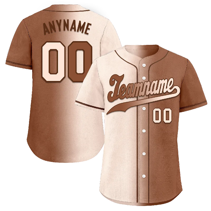 Baseball Jersey Online Exclusive-Custom Beige Brown Gradient Fashion Personalized Authentic Baseball Jersey BSBJ01-D0a708e