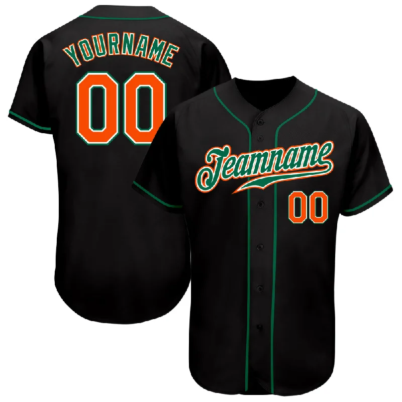 Baseball Jersey Quick-Dry-Custom Black Orange-Kelly Green Authentic Baseball Jersey