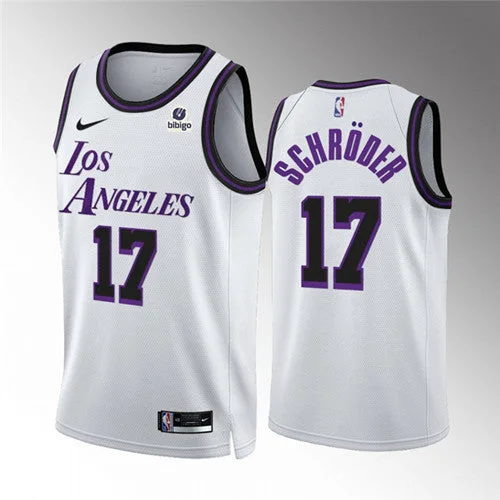 Basketball Jersey Championship-Men's Los Angeles Lakers #17 Dennis Schroder White City Edition Stitched Basketball Basketball Jersey