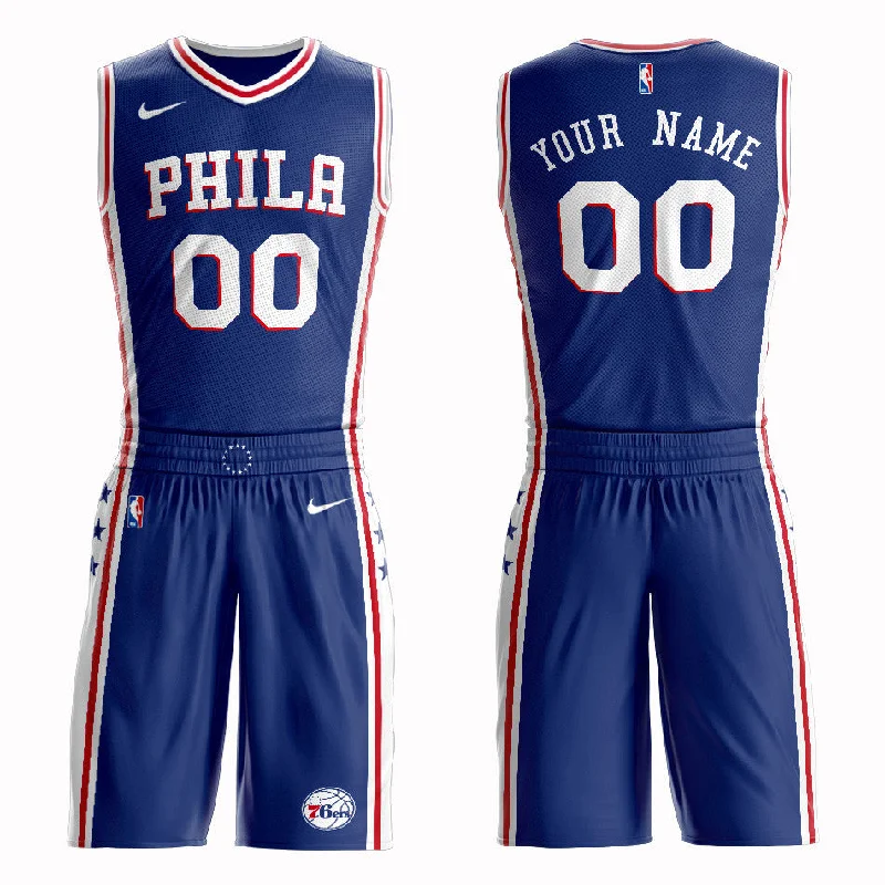 Basketball Jersey Men-76ers Blue Men's Customized Swingman Basketball Jersey(With Shorts)