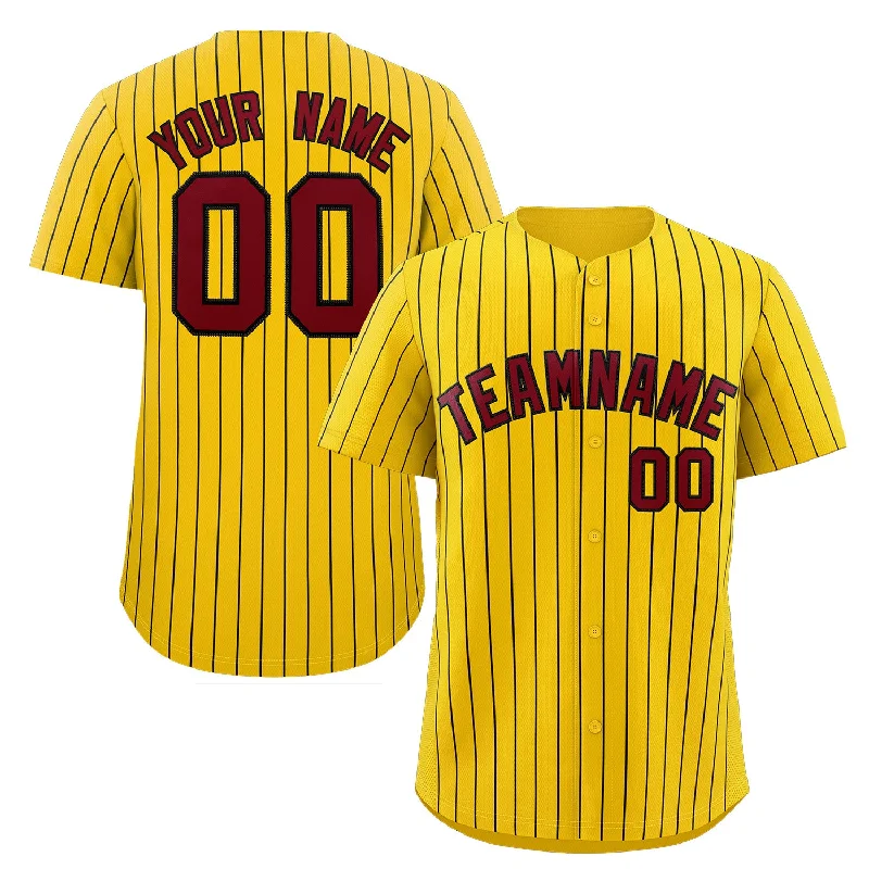 Baseball Jersey Sustainable-Custom Gold Crimson-Black Stripe Fashion Authentic Baseball Jersey