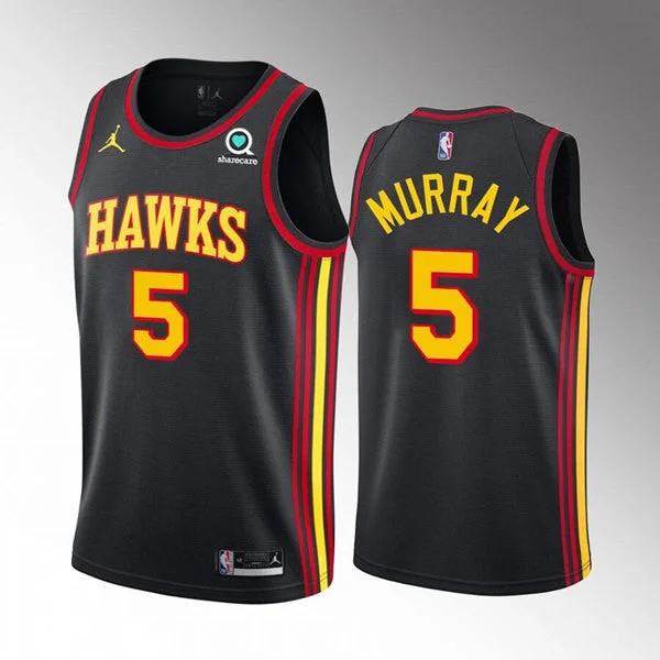 Basketball Jersey Halloween-Men's Atlanta Hawks #5 Dejounte Murray Black Stitched Basketball Jersey