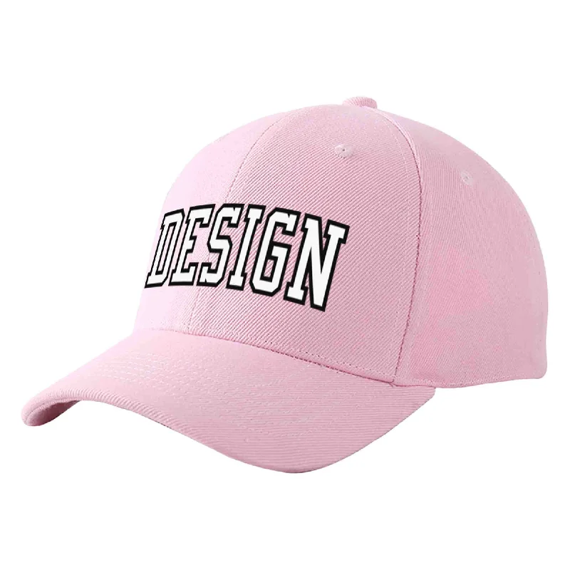 Baseball Cap Hall of Fame-Custom Pink White-Black Curved Eaves Sport Design Baseball Cap