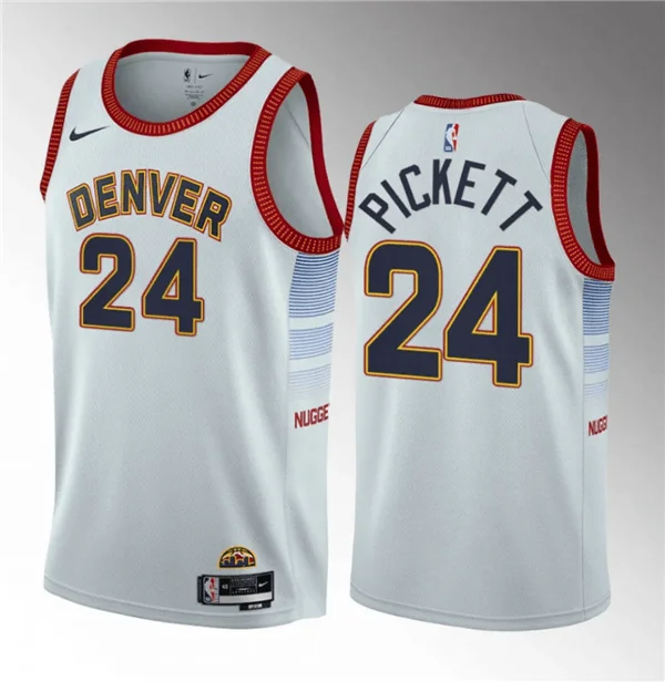 Basketball Jersey Esports-Men's Denver Nuggets #24 Jalen Pickett White 2023 Draft Icon Edition Stitched Basketball Basketball Jersey