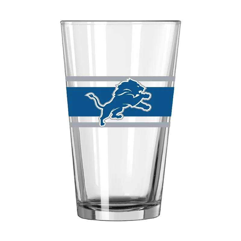 Team Mug Name-Detroit Lions 16oz Stripe Pint Glass