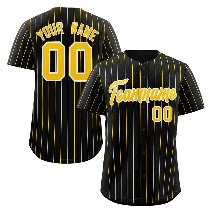 Baseball Jersey Vintage-Custom Black Gold-White Stripe Fashion Authentic Baseball Jersey