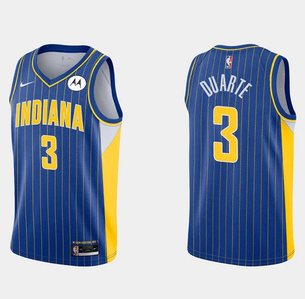 Basketball Jersey Motivational-Men's Indiana Pacers #3 Chris Duarte Royal City Edition Basketball Stitched Basketball Jersey