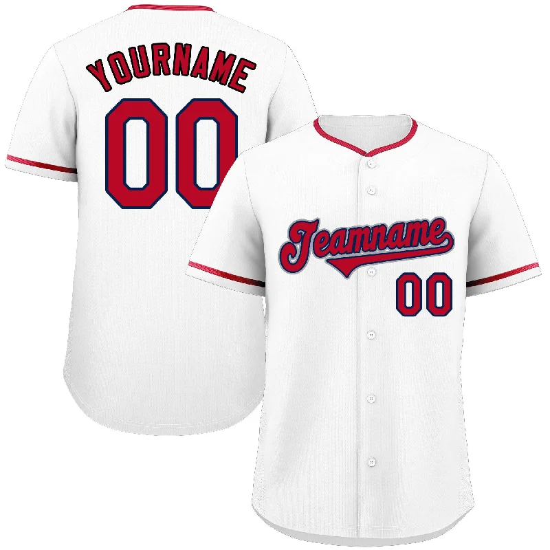 Baseball Jersey Father's Day-Custom White Red-Gray Classic Style Authentic Baseball Jersey