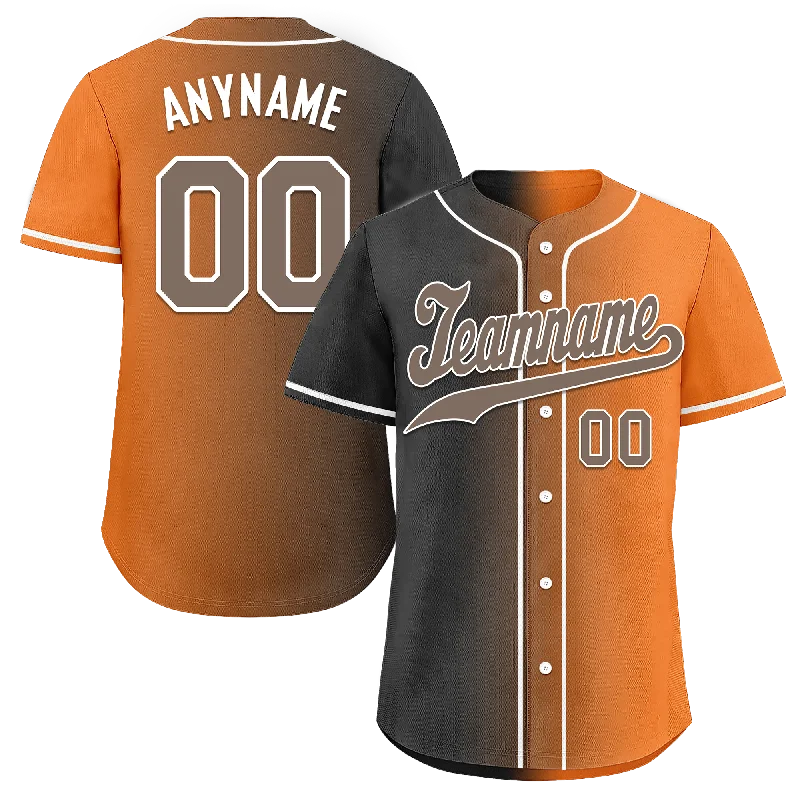 Baseball Jersey Long Sleeve-Custom Grey Orange Gradient Fashion Personalized Authentic Baseball Jersey BSBJ01-D0a7097