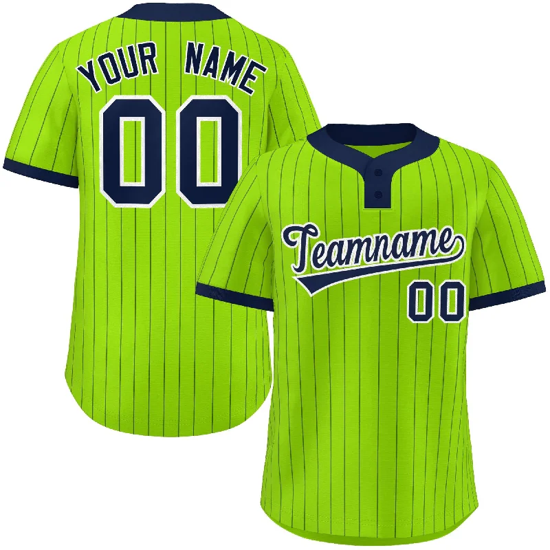 Baseball Jersey High-Quality-Custom Neon Green Navy Stripe Fashion Authentic Two-Button Baseball Jersey