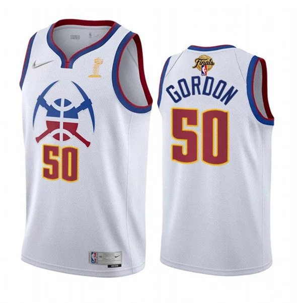 Basketball Jersey Wedding-Men's Denver Nuggets #50 Aaron Gordon White 2023 Finals Earned Edition Stitched Basketball Basketball Jersey