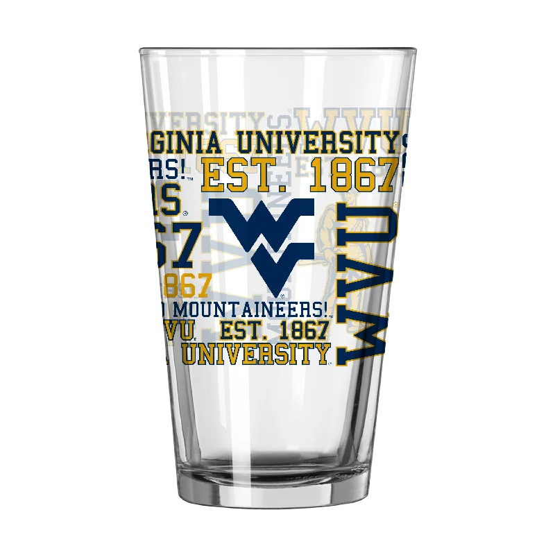 Team Mug White-West Virginia 16oz Spirit Pint Glass