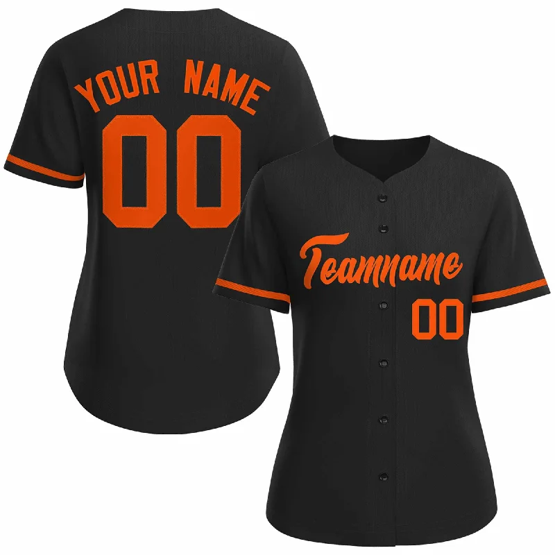 Baseball Jersey Premium-Custom Black Orange Classic Style Baseball Jersey for Women