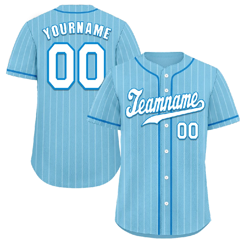 Baseball Jersey Slogan-Custom Aqua Stripe Fashion White Authentic Baseball Jersey