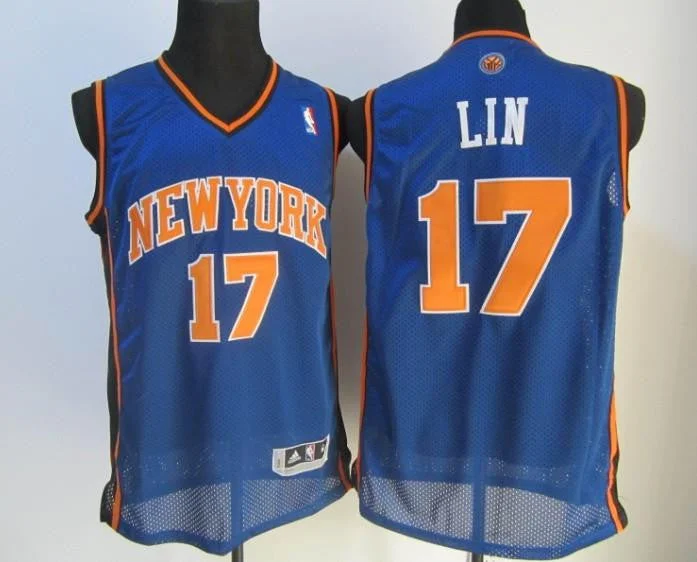 Basketball Jersey Sustainable-Knicks 17 Jeremy Lin blue fans Basketball Jerseys