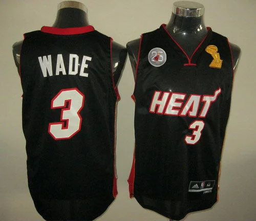 Basketball Jersey Reversible-Heat 3 Wade Black 2013 Champion&25th Patch Basketball Jerseys