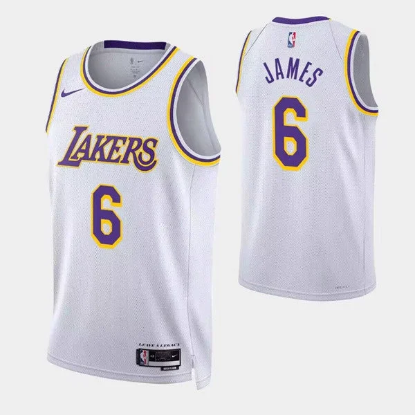 Basketball Jersey Unique-Men's Los Angeles Lakers #6 LeBron James White 2022/23 Stitched Basketball Basketball Jersey