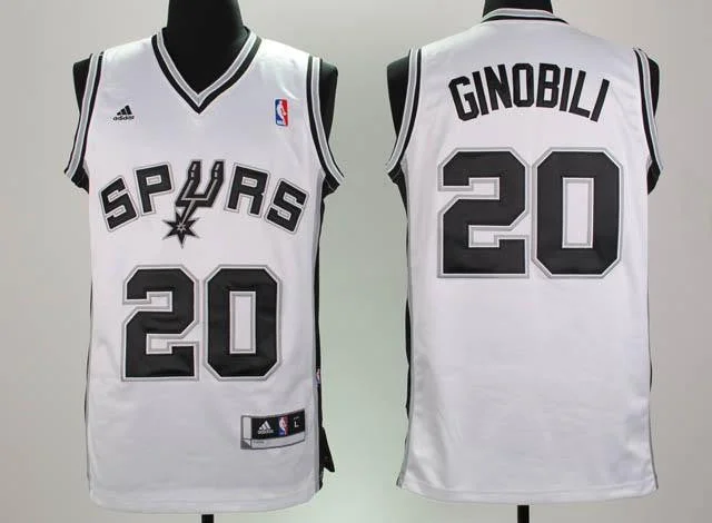 Basketball Jersey Custom-Spurs 20 Manu Ginobili White Basketball Jerseys