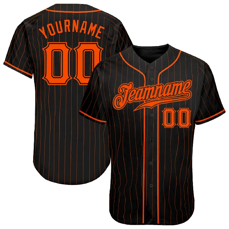 Baseball Jersey Eco-Friendly-Custom Black Orange Pinstripe Orange-Black Authentic Baseball Jersey