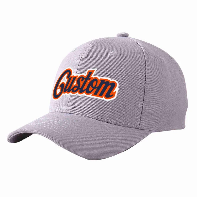 Baseball Cap USA Flag-Custom Gray Navy-Orange Curved Eaves Sport Baseball Cap Design for Men/Women/Youth