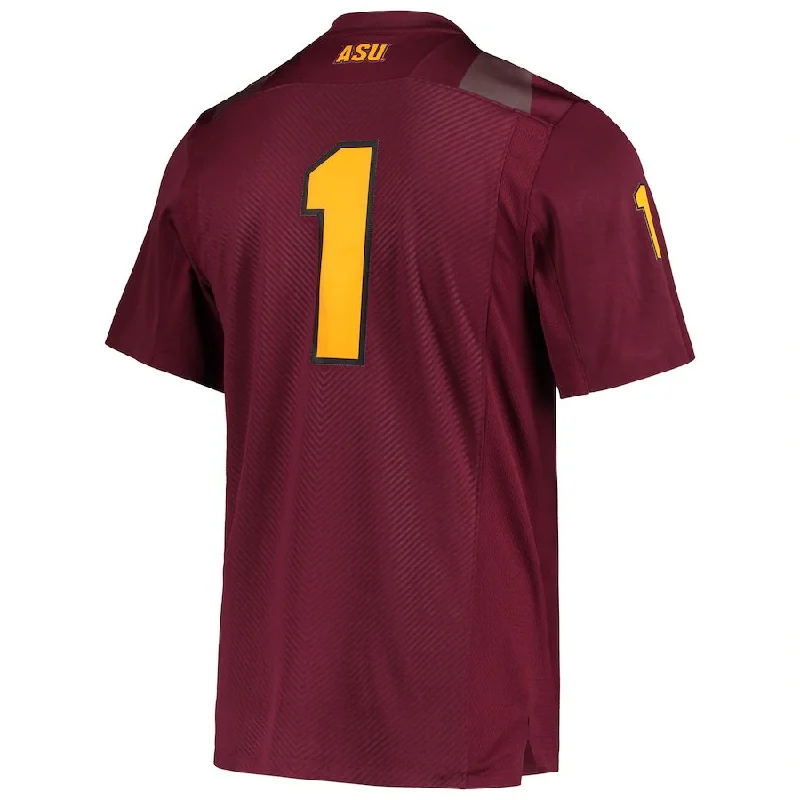 Football Jersey Motivational-#1 A.State Sun Devils Team Premier Football Jersey  Maroon Stitched American College Jerseys