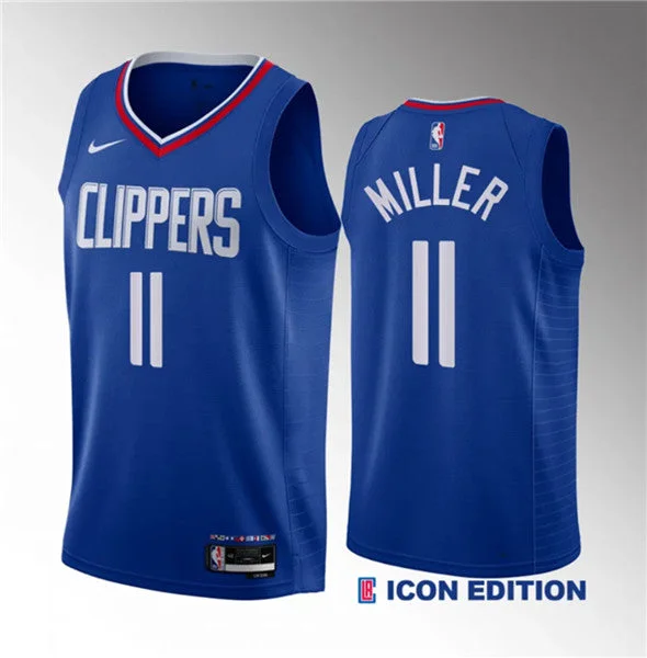 Basketball Jersey Gym-Men's Los Angeles Clippers #11 Jordan Miller Blue 2023 Draft Icon Edition Stitched Basketball Jersey