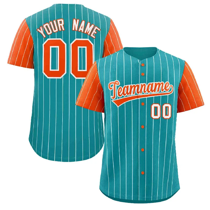 Baseball Jersey Girls-Custom Aqua Orange-White Stripe Fashion Raglan Sleeves Authentic Baseball Jersey