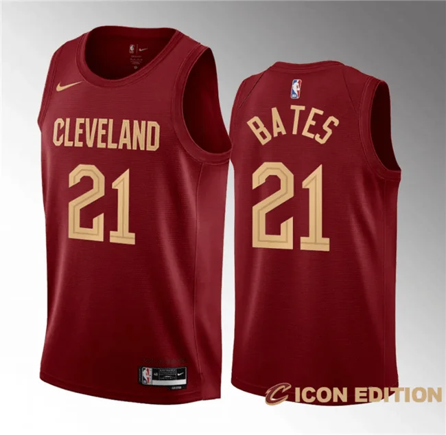 Basketball Jersey Wholesale-Men's Cleveland Cavaliers #21 Emoni Bates Wine 2023 Draft Icon Edition Stitched Basketball Jersey