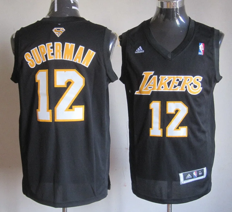 Basketball Jersey Yellow-Lakers 12 Superman Black Basketball Jerseys