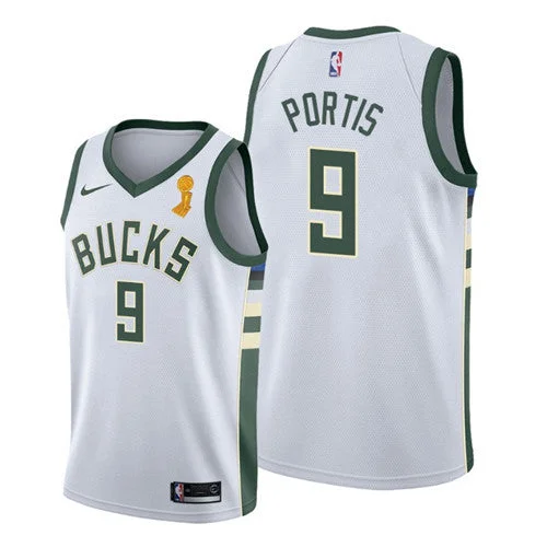 Basketball Jersey Country Flag-Men's Milwaukee Bucks #9 Bobby Portis 2021 White Finals Champions Stitched Basketball Basketball Jersey