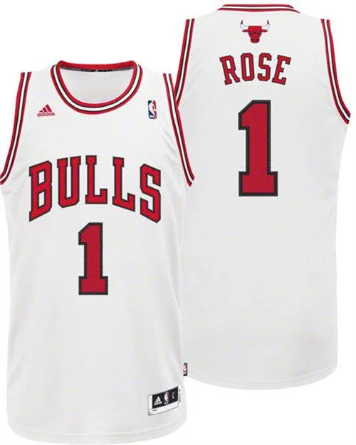 Basketball Jersey Street Style-Men's Chicago Bulls #1 Derrick Rose White Stitched Basketball Basketball Jersey