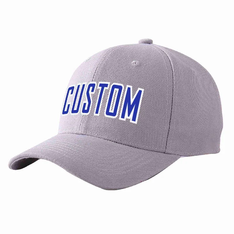 Baseball Cap Construction-Custom Gray Royal-White Curved Eaves Sport Baseball Cap Design for Men/Women/Youth