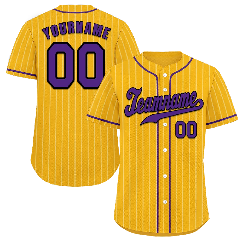 Baseball Jersey Trending-Custom Yellow Stripe Fashion Purple Authentic Baseball Jersey