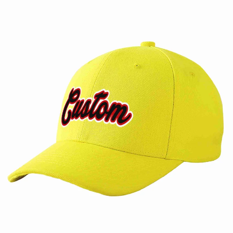 Baseball Cap Personalized-Custom Yellow Black-Red Curved Eaves Sport Baseball Cap Design for Men/Women/Youth