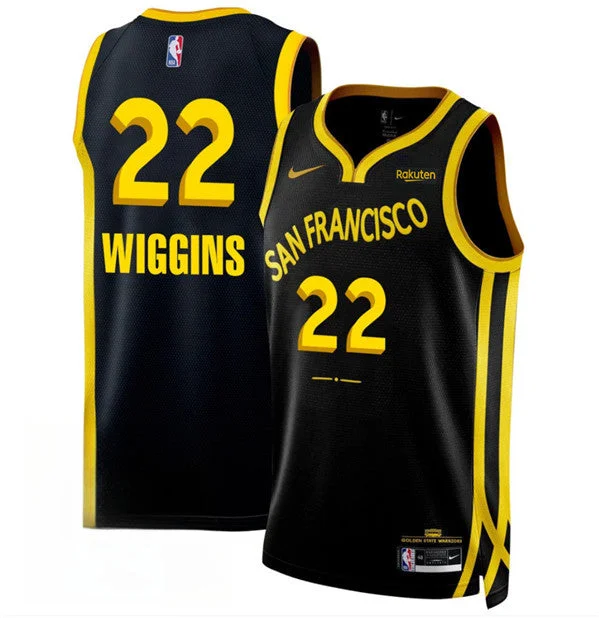 Basketball Jersey Basketball Dad-Men's Golden State Warriors #22 Andrew Wiggins Black 2023/24 City Edition Stitched Basketball Basketball Jersey