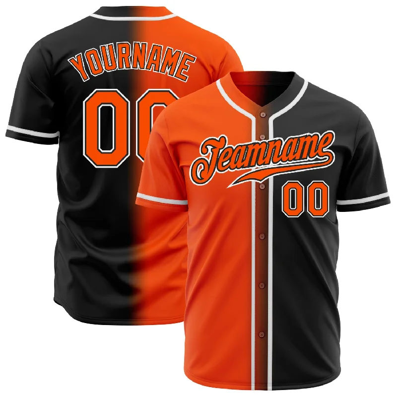 Baseball Jersey Outdoor-Custom Black Orange-White Authentic Gradient Fashion Baseball Jersey